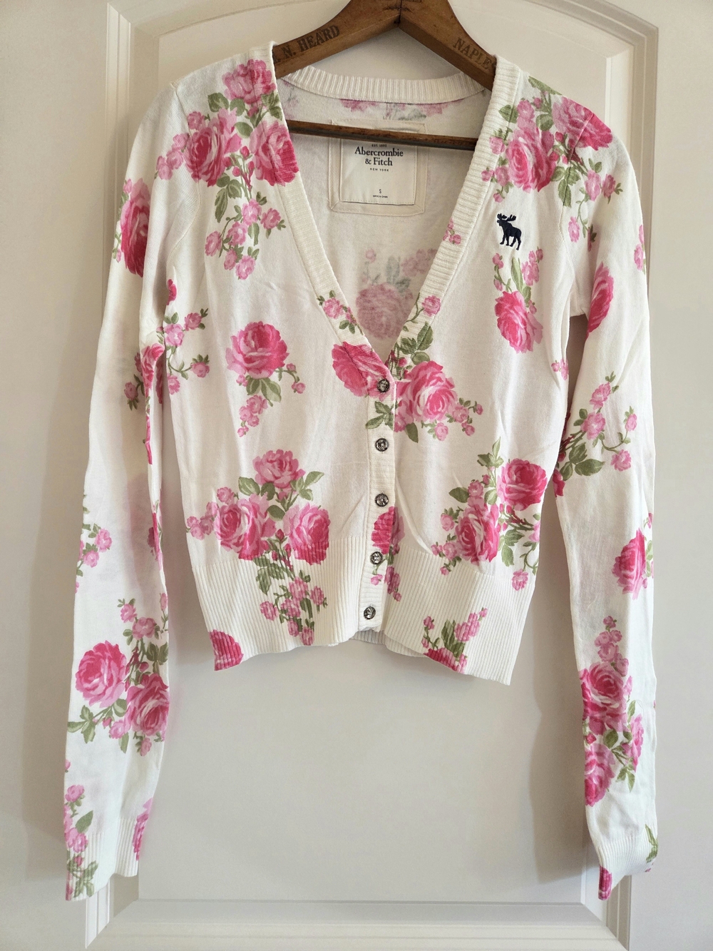 🔥 NWT Abercrombie & Fitch Y2K Vintage Rose Floral Cardigan Sweater Small